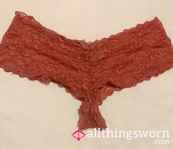 Well Worn Faded Cor*l Brazilian Panties