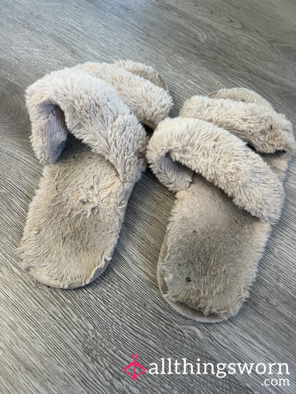 Well Worn Fluffy Pink Slippers