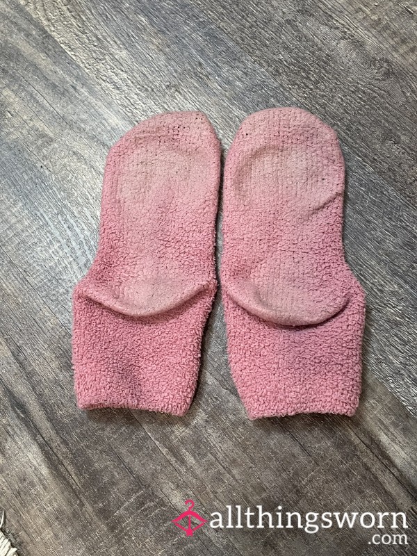 Well Worn Fluffy Pink Socks
