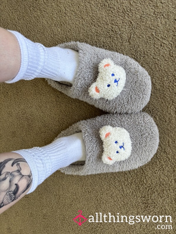 Well Worn Fluffy Slippers 🩶