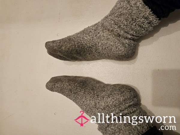 Well-worn Fluffy Socks: Used On Walks Inside Sweaty Trainers And Muddy Boots 👣 Price Includes 1 Day Wear