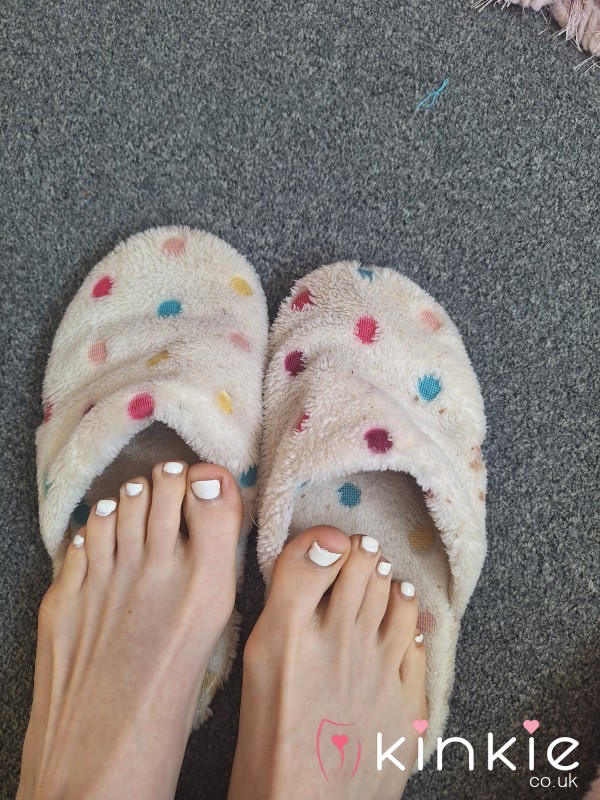 Well Worn Fluffy Stained Slippers