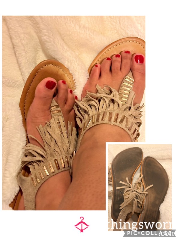 Well-Worn Fringe Sandals - You Can Tell