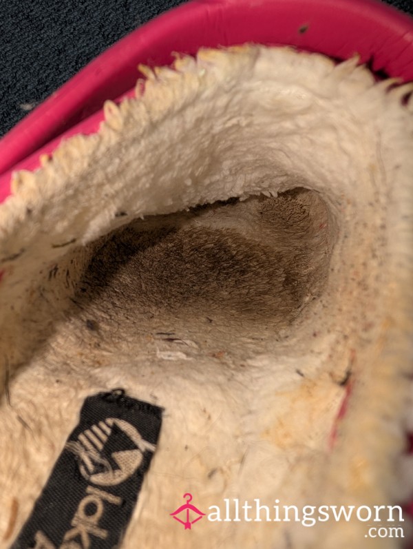 Fur-Lined Croc Style Shoes- Dirty, Imprinted And Ready To Be Taped To Your Face 😈