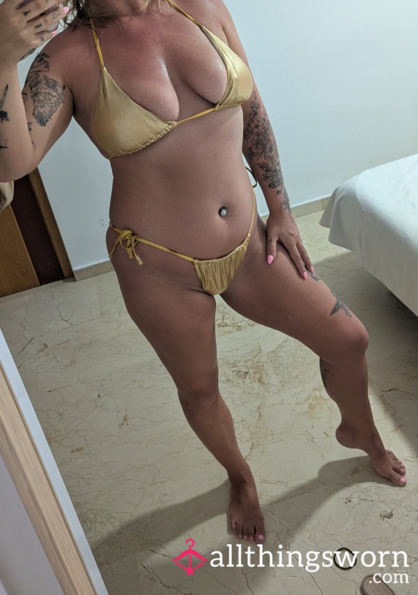 Well Worn Gold Metallic Bikini 14-16