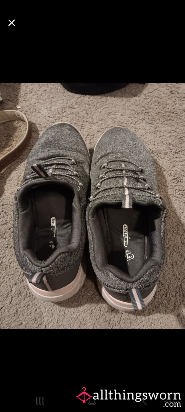 Well-Worn Gray Sneakers – Traveled, Scuffed, And Full Of Me