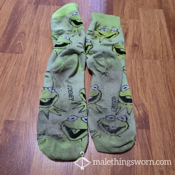 Well Worn Green Kermit Calf-Length Graphic Socks