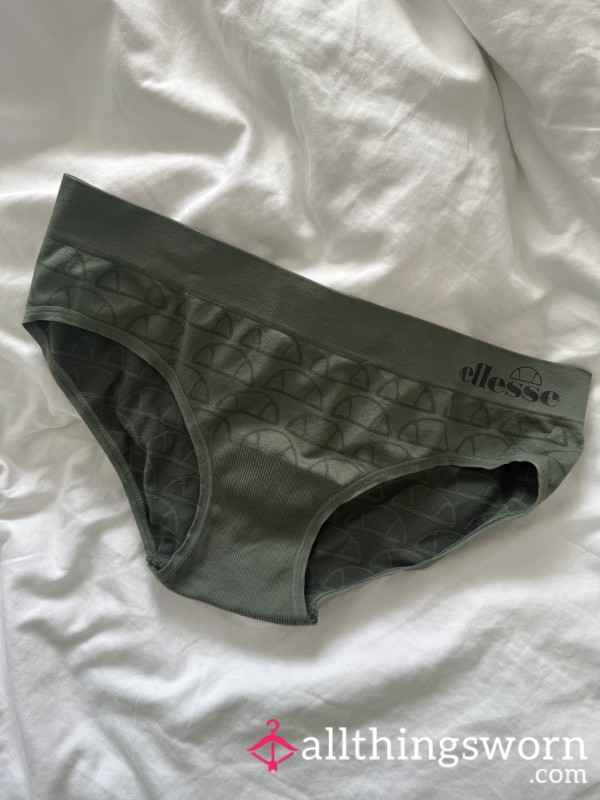 Well Worn Green Nylon Gym Full Back Panties