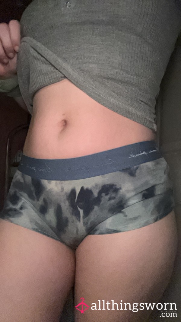 Well-worn Grey And Blue Boyshort Panties, VS Pink