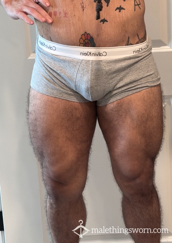 Well-Worn Grey Calvin Klein Boxer Briefs | Iconic White Waistband