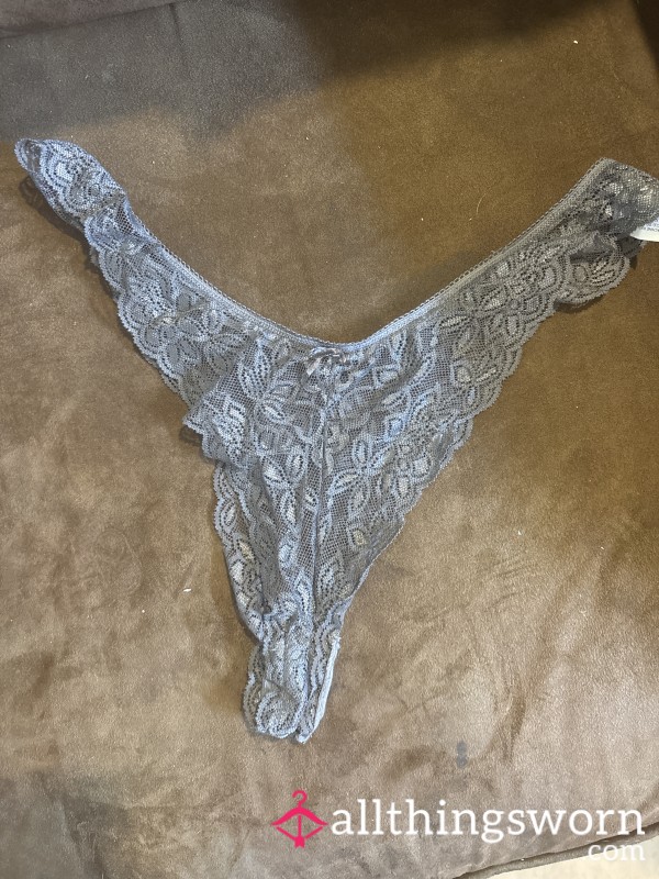 Well Worn Grey Lacey Thong