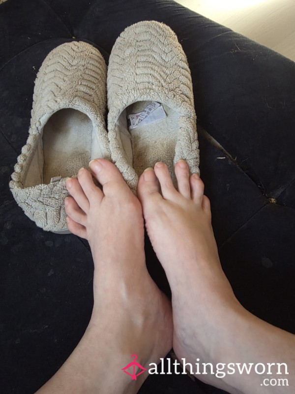 Well Worn Grey Slippers