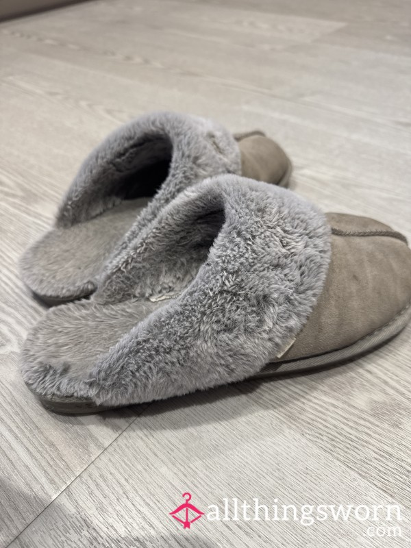 Well Worn Grey Slippers