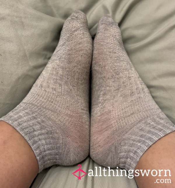 Well-worn Grey Trainer Socks - 24hr Wear