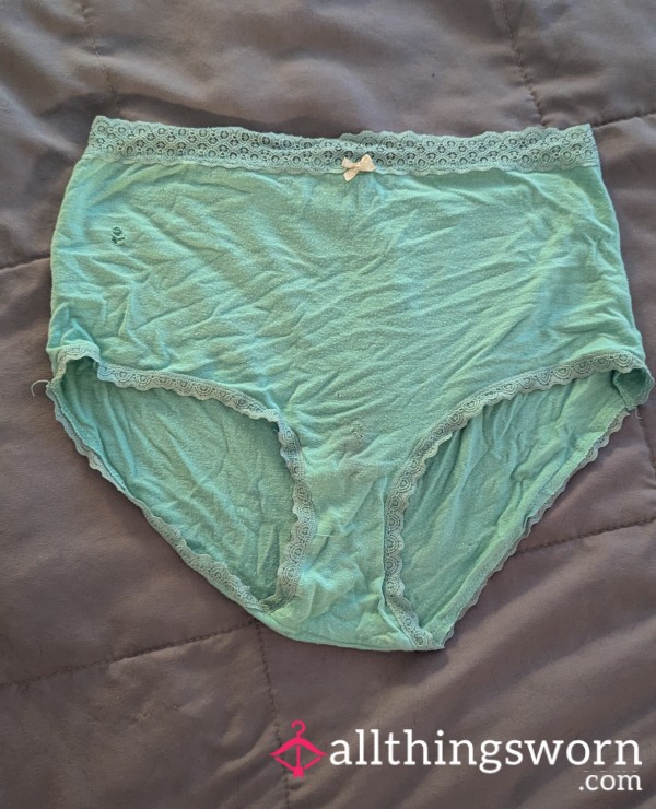 Well Worn High Waisted Blue Cotton Panties