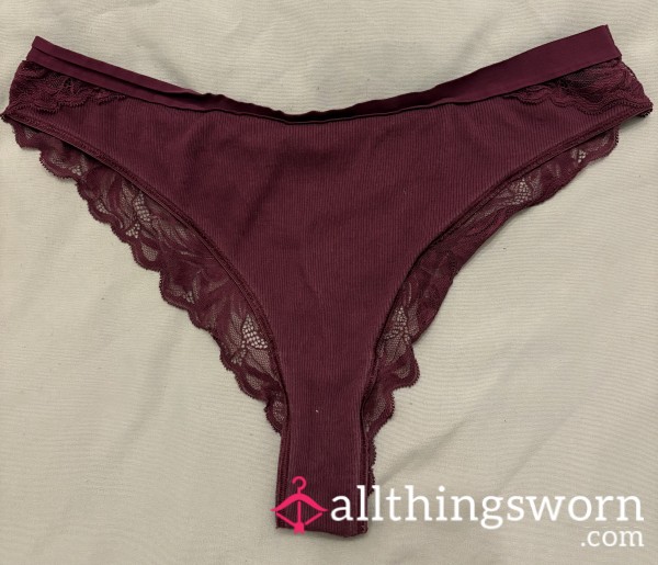 Well-worn Lace Thong (in Burgundy)