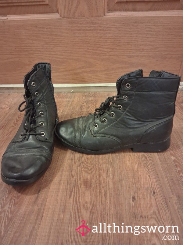 Well-worn Lace Up Black Boots