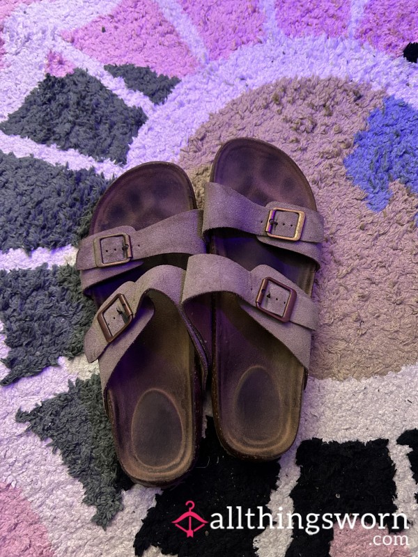 Well Worn Light Brown Double Buckle Sandals