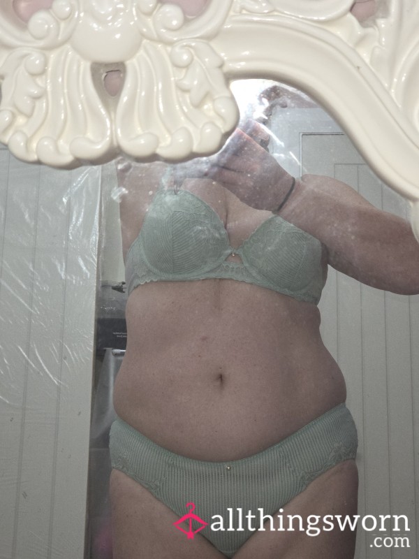 Well Worn Mint Green Bra And Pannties