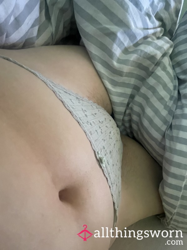 Well Worn Mint Green Lace Thong With Flowers