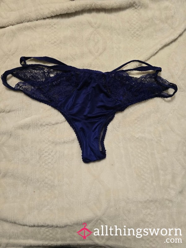 Well Worn Navy Blue Lace Panties