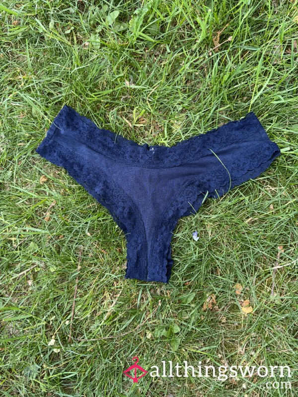 Well-worn Navy Blue VS Lace Panties