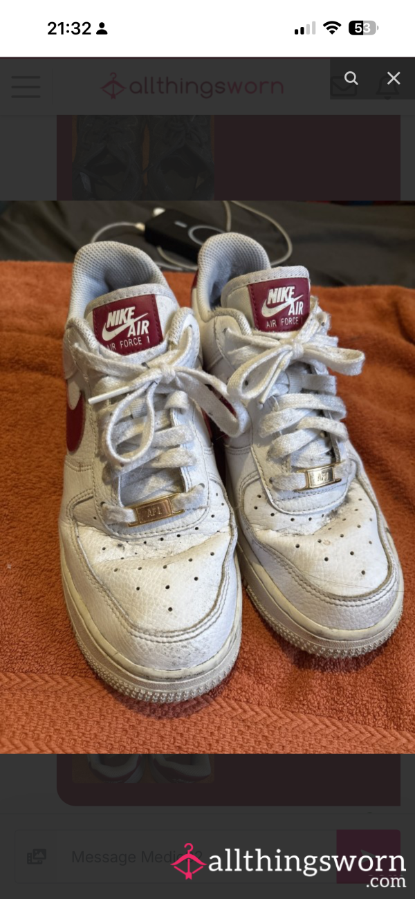 Well-Worn Nike Air Force 1s – Heavily Used, Strong Worn-In Scent
