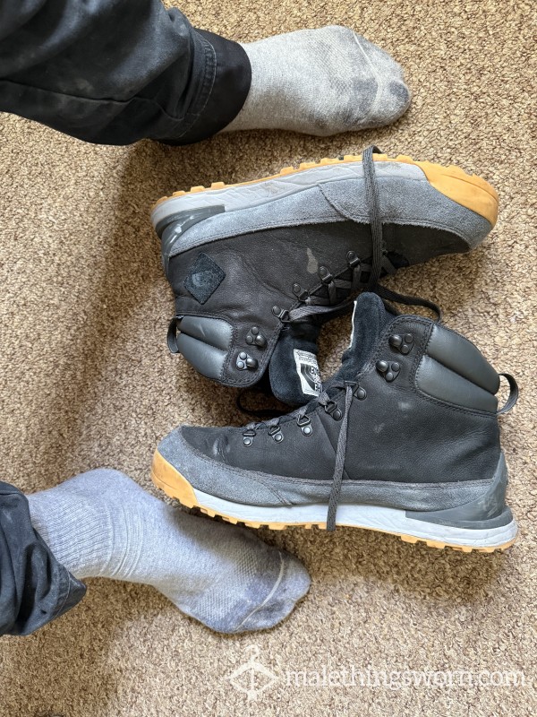 Well Worn North Face Boots Stuffed With Sweaty Socks
