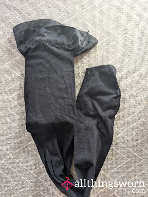 Well Worn Nylon Stockings 60 Denier, Lace Trim