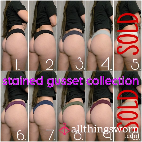 Well Worn, Old & Stained Gusset Collection Of Thongs