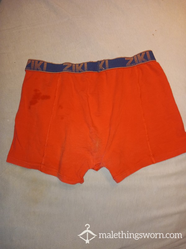 Well-worn Orange Boxer ( With A Hole)