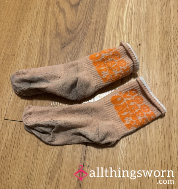 Well-Worn Orange Print Socks – Cozy & Full Of Character