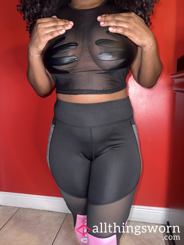 Well Worn Pink Black Yoga Leggings Well Worn Pink Black Gym Leggings