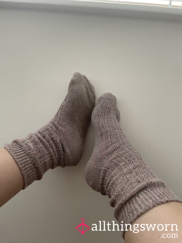 Well Worn Pink Crew Socks