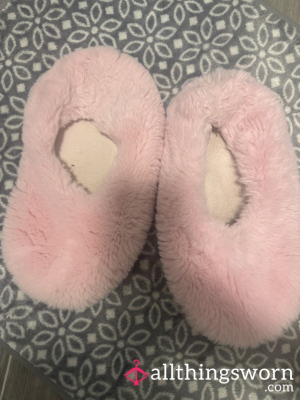 Well Worn Pink Fluffy Slippers