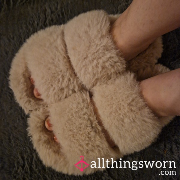 Well Worn Pink Fluffy Slippers