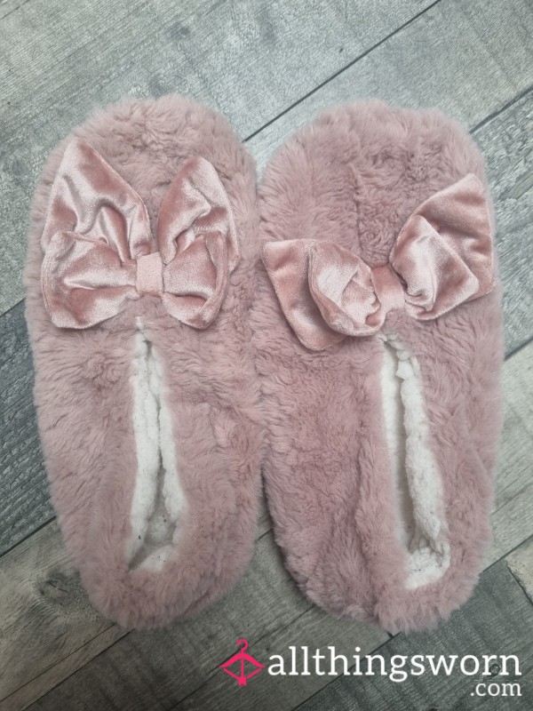Well Worn Pink Fluffy Slippers – Soft, Flattened & Full Of Life