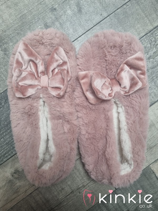 Well Worn Pink Fluffy Slippers – Soft, Flattened & Full Of Life