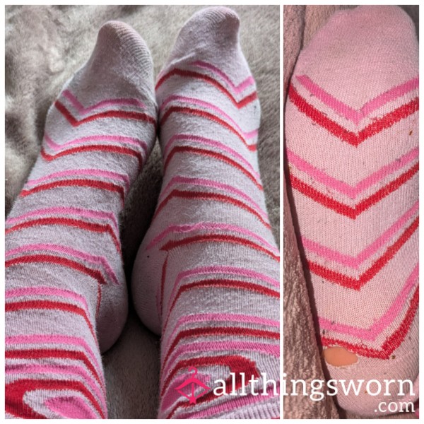 Well Worn, Pink Socks With Hole In Heel