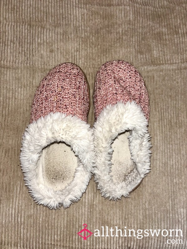 Well Worn Pink Sparkly Ugg Style Slippers - Size 6