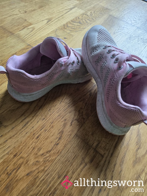Well Worn Pink Trainers, Off The Feet Of A Nursing Goddess With Small Feet