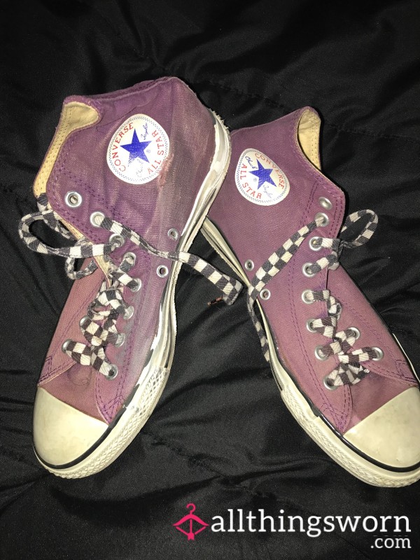 Well WORN Purple Converse Size 10