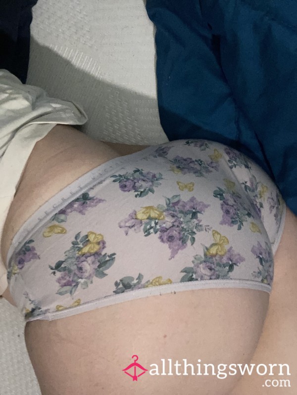Well Worn Purple Flowery Panty
