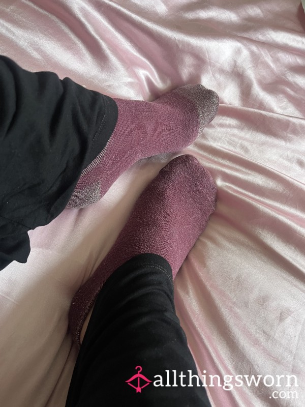 Well Worn Purple Glittery Trainer Socks 🖤