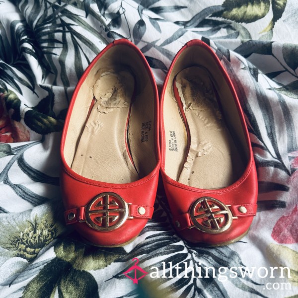 Well- Worn Red Dolly Shoes