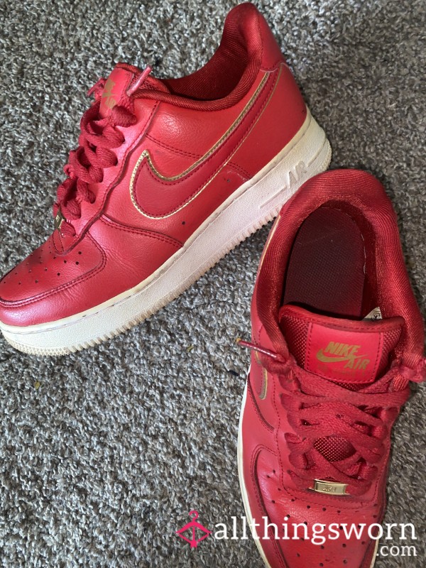Well-worn Red Nike Air Force 1