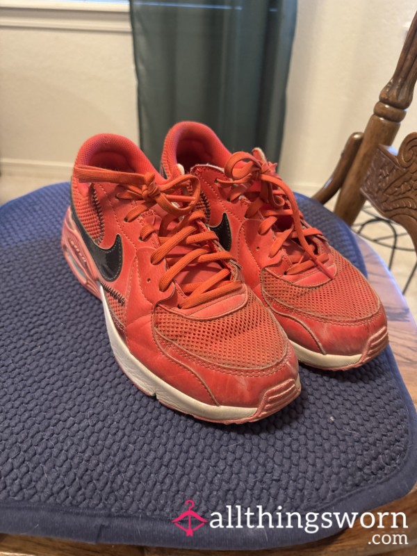 Well Worn Red Nike Air Max. Worn On Hikes And At The Gym