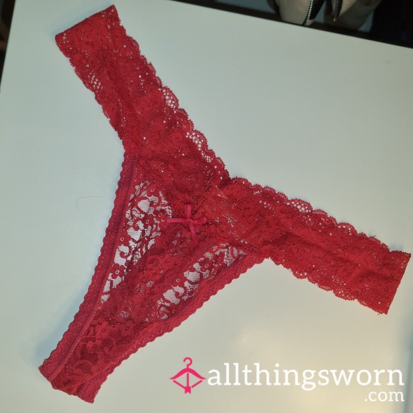 Well Worn Red Panties Thongs