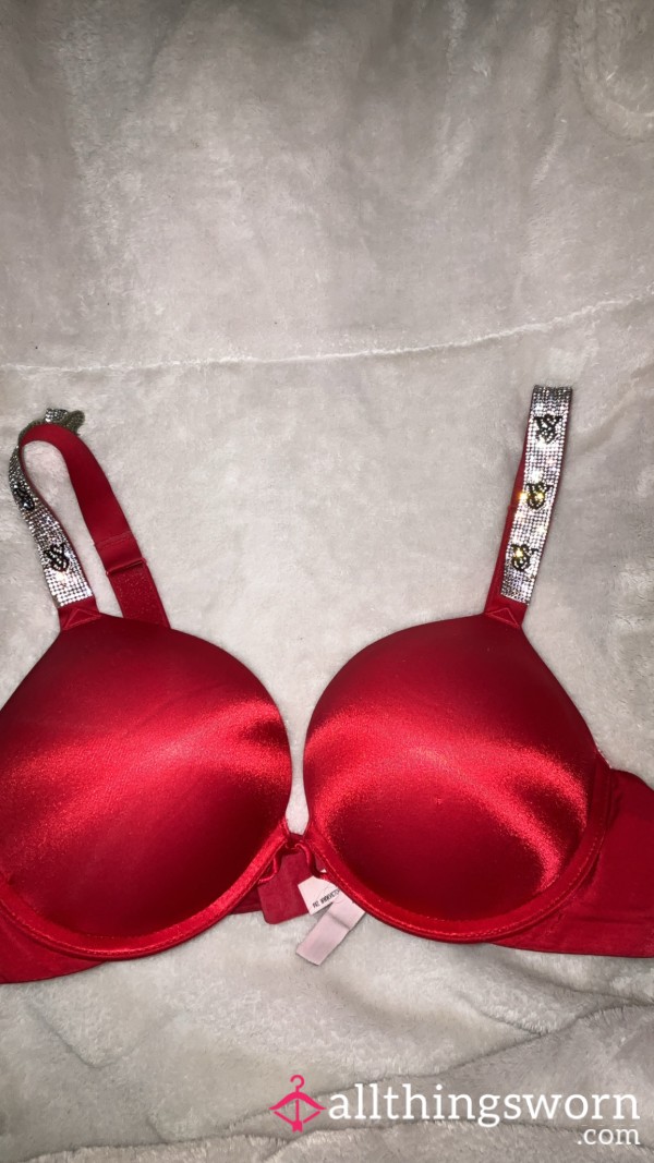 Well-worn Red Victoria Secret Bra