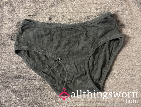 Well-worn Ripped Super Soft Ribbed Modal Black Cheeky Bikini Style Panty